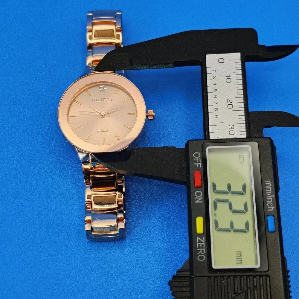 2017 Ellen Tracy NY Genuine Diamond Rose‎ Gold 32mm Women's Quartz Luxury Watch